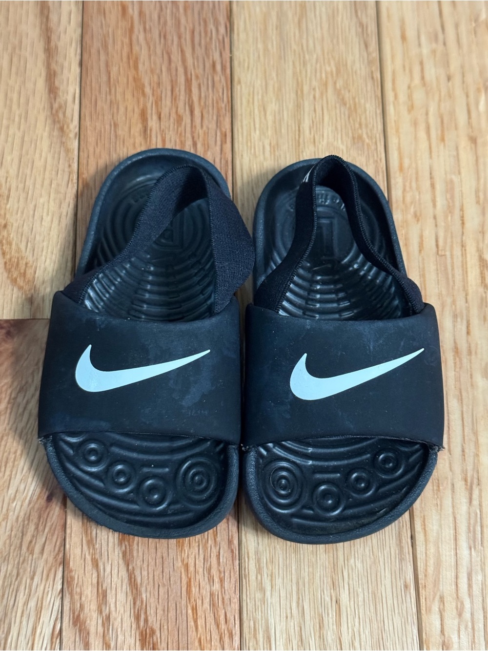 Nike Black Kids' Slide Sandals with White Swoosh